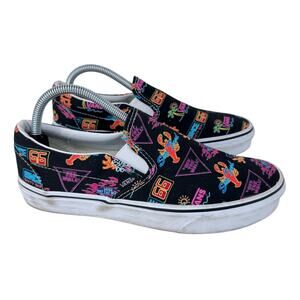 Vans Classic Slip-On Night Market Sneaker Men 8 Black Printed Rubber Sole 721356